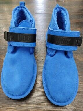NWOT UGG Neumel Snapback Electric Blue Suede Strap Ankle Boots Size US 11